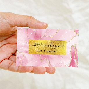 Tarjeta De Visita Papel de aluminio rosa y falso dorado