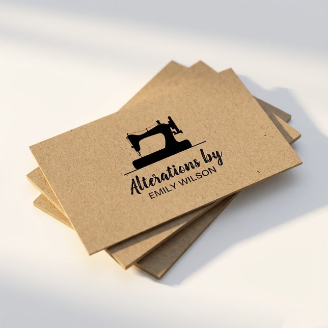 Tarjeta De Visita Papel de artesanías de costura para máquinas de co (#brownkraft #handcrafted #forcrafters #rustic #needleandthread #tailor#sewingcard#blackSewingmachine)