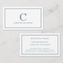 Tarjeta De Visita Papel de carta elegante con borde azul marino y mo