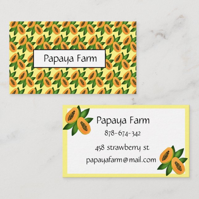 Tarjeta De Visita Papel de envolvimiento de fruta de Papaya (Anverso / Reverso)
