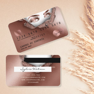 Tarjeta De Visita Papel de espina dorada largo con estilo Rosa con t