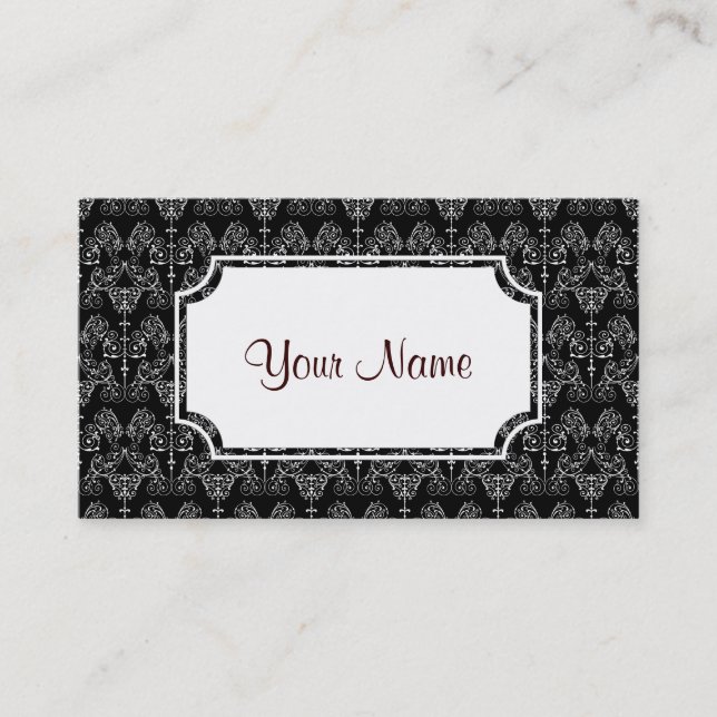 Tarjeta De Visita Papel de fondo de tapicería de damascos de época - (Anverso)