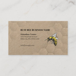 Tarjeta De Visita Papel de Honeycomb y Bee Kraft