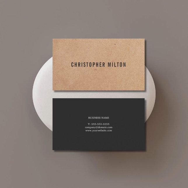 Tarjeta De Visita Papel de Kraft blanco negro elegante y moderno (Subido por el creador)