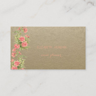 Tarjeta De Visita Papel de Kraft marrón vintage, encaje, Rosas