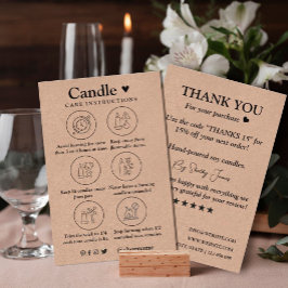 Tarjeta De Visita Papel de Kraft para el cuidado de las velas | Logo