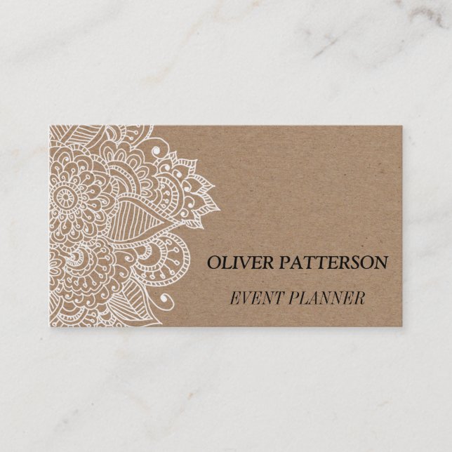 Tarjeta De Visita Papel de Kraft rústico del país Paisley (Anverso)