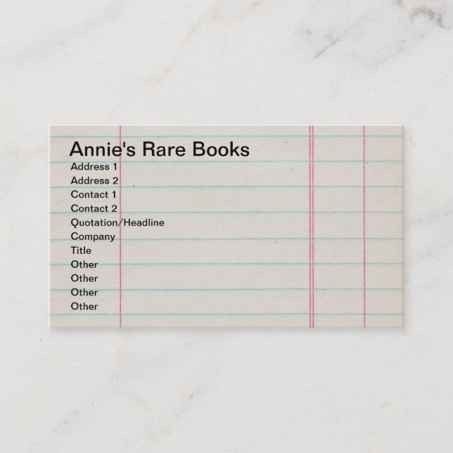 Tarjeta De Visita Papel de nostálgico en blanco (Anverso)