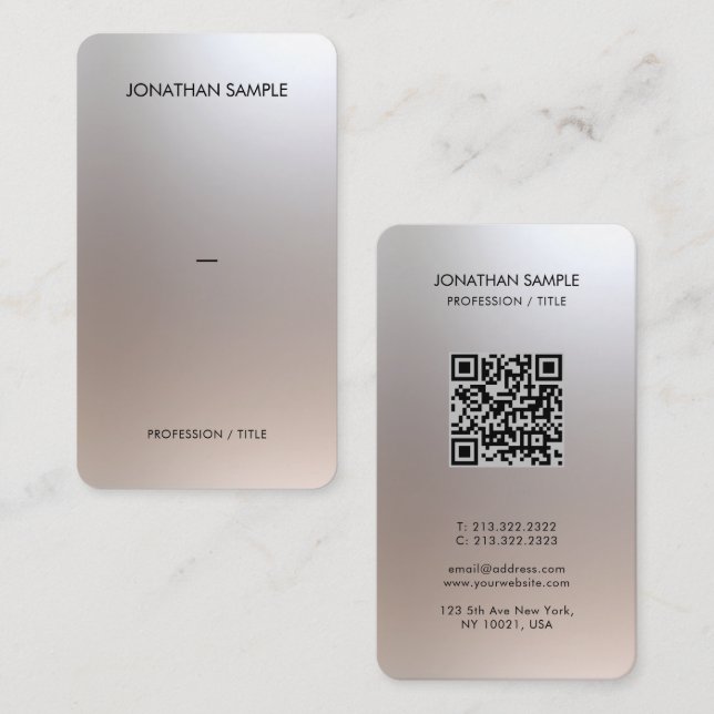 Tarjeta De Visita Papel de seda premium de lujo QR Código Glamour Pl (Anverso / Reverso)