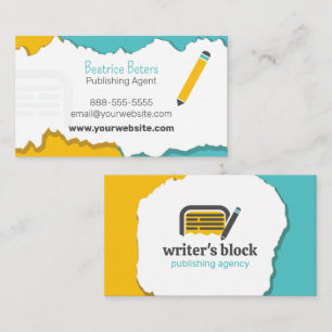 Tarjeta De Visita Papel despedazado para escritores y editores