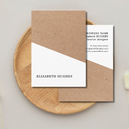 Tarjeta De Visita Papel Kraft Blanco Geométrico Impreso Moderno
