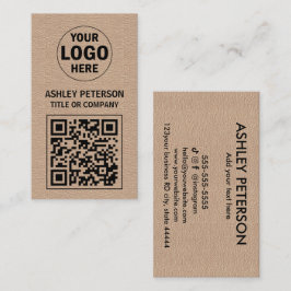 Tarjeta De Visita Papel Kraft de código QR | Logo del Personalizado 