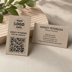 Tarjeta De Visita Papel Kraft de código QR Logo del Personalizado