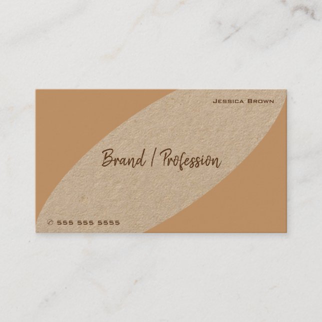 Tarjeta De Visita Papel Kraft de moda Viñage Beige Rustic Brown (Anverso)