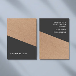Tarjeta De Visita Papel Kraft Impreso Moderno Geométrico Negro
