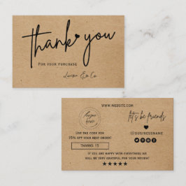 Tarjeta De Visita Papel kraft logo personalizado corazón de agradeci