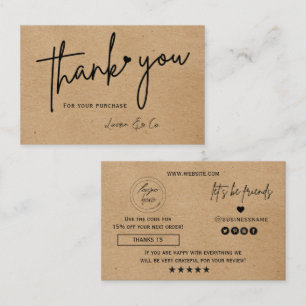 Tarjeta De Visita Papel kraft logo personalizado corazón de agradeci
