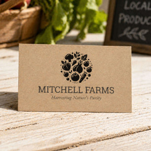 Tarjeta De Visita Papel Kraft Logotipo Mínimo de Verduras para Agric