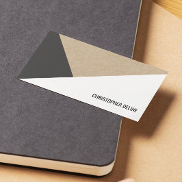 Tarjeta De Visita Papel Kraft Moderno Gris Blanco Geométrico