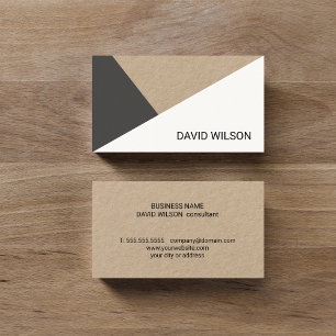 Tarjeta De Visita Papel Kraft Moderno Gris Blanco Geométrico Consult