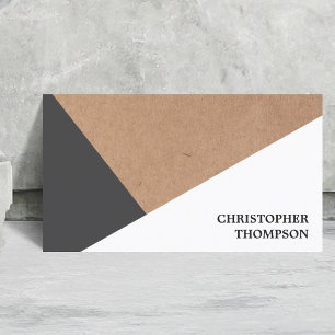 Tarjeta De Visita Papel Kraft moderno impreso Geométrico blanco gris