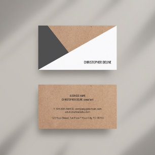 Tarjeta De Visita Papel Kraft moderno impreso Geométrico blanco gris