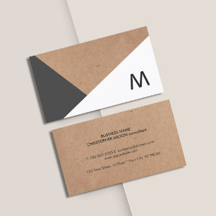 Tarjeta De Visita Papel Kraft moderno impreso Geométrico blanco gris