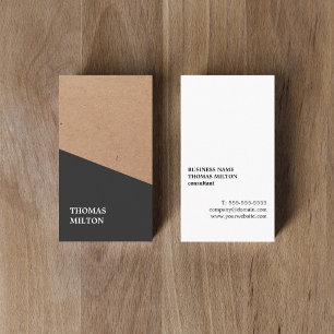Tarjeta De Visita Papel Kraft moderno impreso Geométrico negro