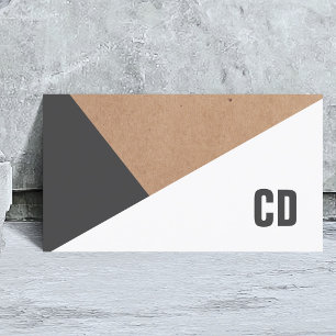 Tarjeta De Visita Papel Kraft Moderno Monograma Geométrico Gris Blan