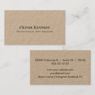 Tarjeta De Visita Papel Kraft Premium Simple Moderno Rústico