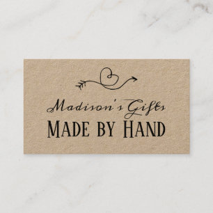 Tarjeta De Visita Papel Kraft Rustic Heart Hecho a Mano Hecho a m