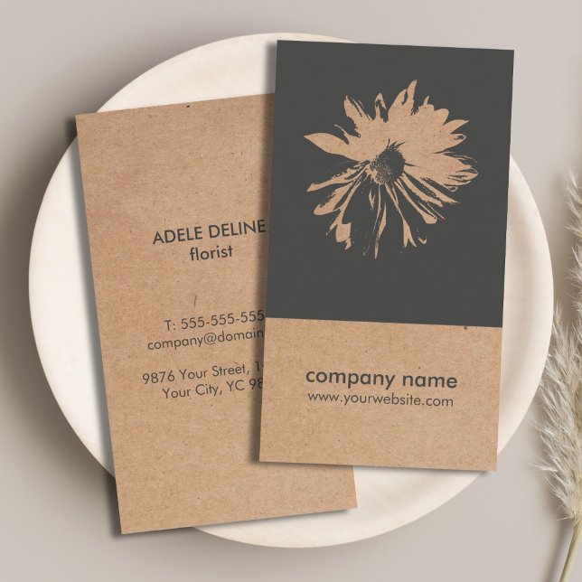 Tarjeta De Visita Papel Kraft único (impreso) Flor patrón floral (Subido por el creador)