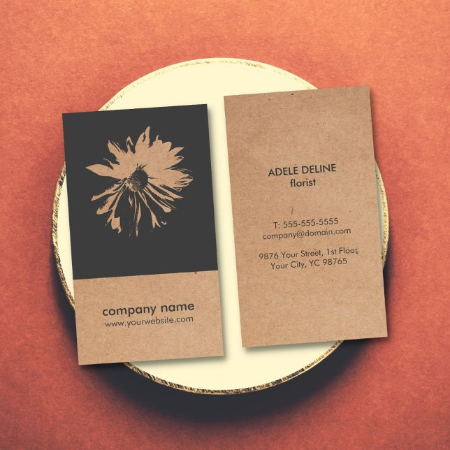 Tarjeta De Visita Papel Kraft único (impreso) Flor patrón floral (Subido por el creador)