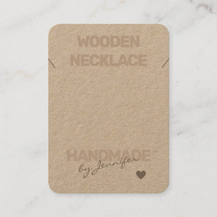 Tarjeta De Visita Papel natural rústico hecho a mano Collar simple