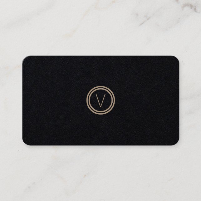 Tarjeta De Visita Papel negro moderno elegante simple del monograma (Anverso)