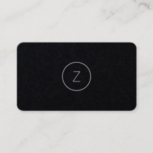 Tarjeta De Visita Papel negro moderno mínimo simple del monograma e