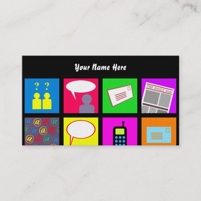 Tarjeta De Visita Papel pintado de la teja de la comunicación, su (Anverso)