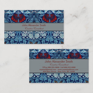 Tarjeta De Visita Papel pintado de tulipán y rosa azul marino de Wil