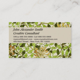 Tarjeta De Visita Papel pintado floral de madreselva verde de Willia