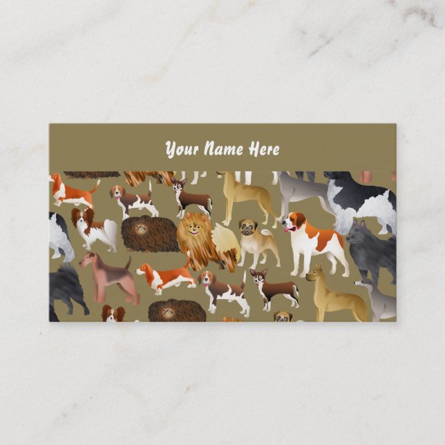 Tarjeta De Visita Papel pintado pedigrí del perro, su nombre aquí (Anverso)