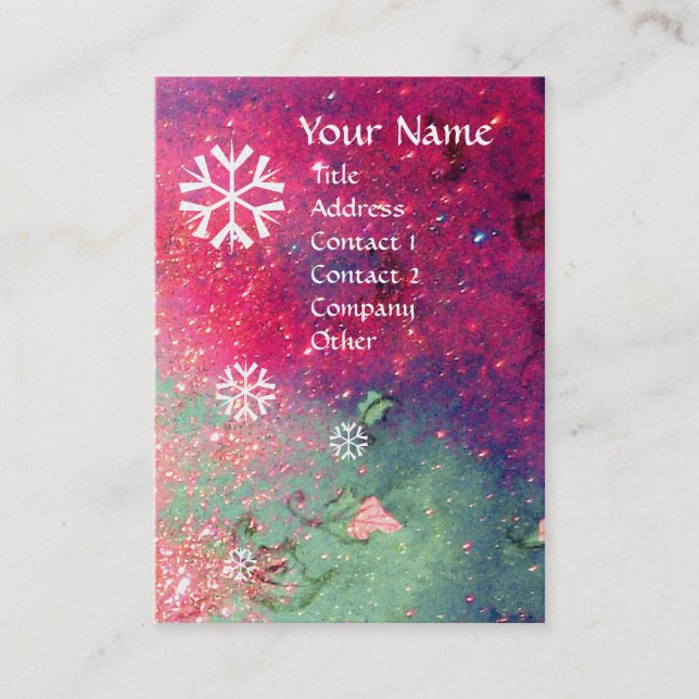 Tarjeta De Visita Papel platino plateado SNOWFLAKES (Anverso)