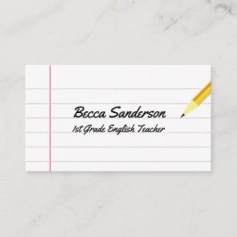 Tarjeta De Visita Papel portátil y profesor de la escuela de lápiz a