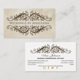 Tarjeta De Visita Papel Vintage con Remolinos de Oro Antiguo Elegant