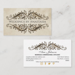 Tarjeta De Visita Papel Vintage con Remolinos de Oro Antiguo Elegant