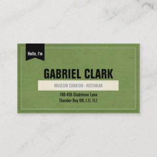 Tarjeta De Visita Papel y cinta - verde del vintage