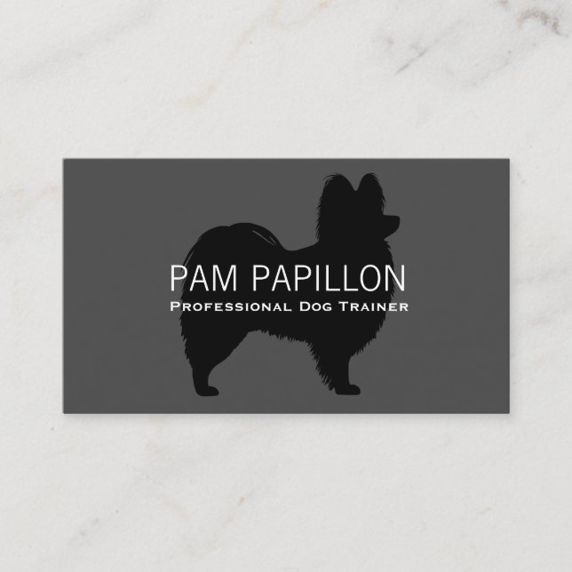 Tarjeta De Visita Papillon Dog Raza Silhouette (Anverso)