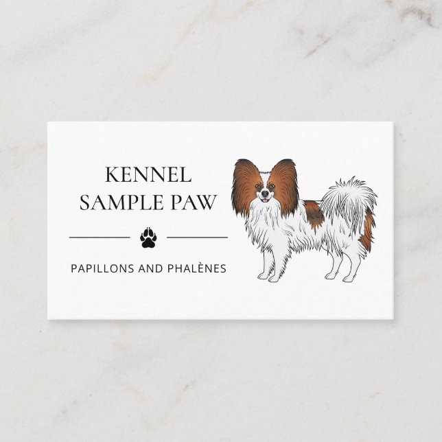 Tarjeta De Visita Papillon Sable Rojo Perro de Dibujos Animados Lind (Anverso)