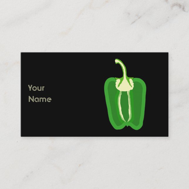 Tarjeta De Visita Paprika Verde. Partido en dos (Anverso)