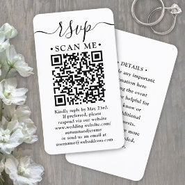 Tarjeta De Visita Paquete 100 Código QR Boda RSVP y detalles Gabinet