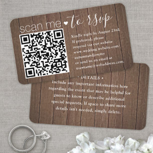 Tarjeta De Visita Paquete 100 Escaneo Me QR RSVP Gabinete Faux Wood